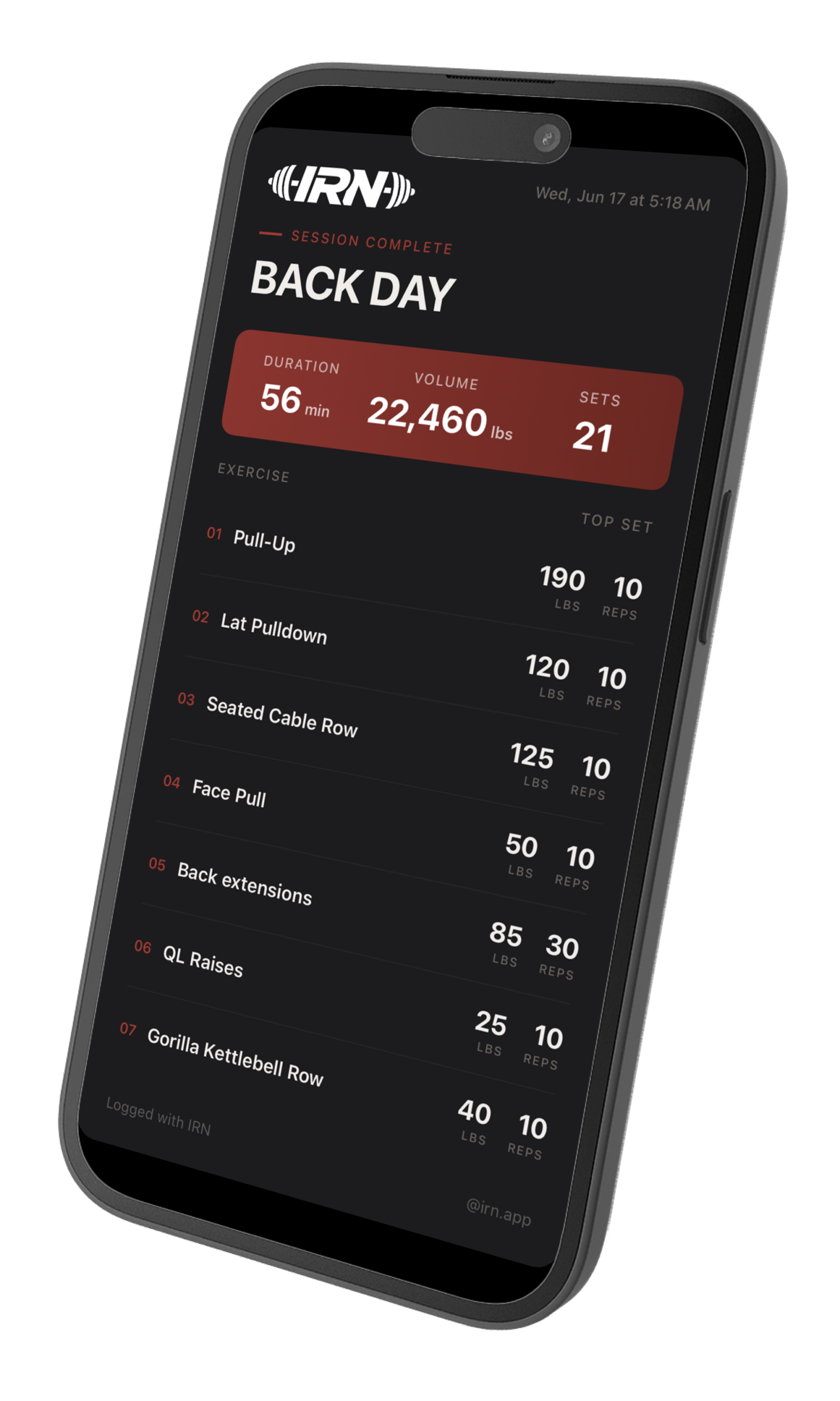 IRN app screenshot